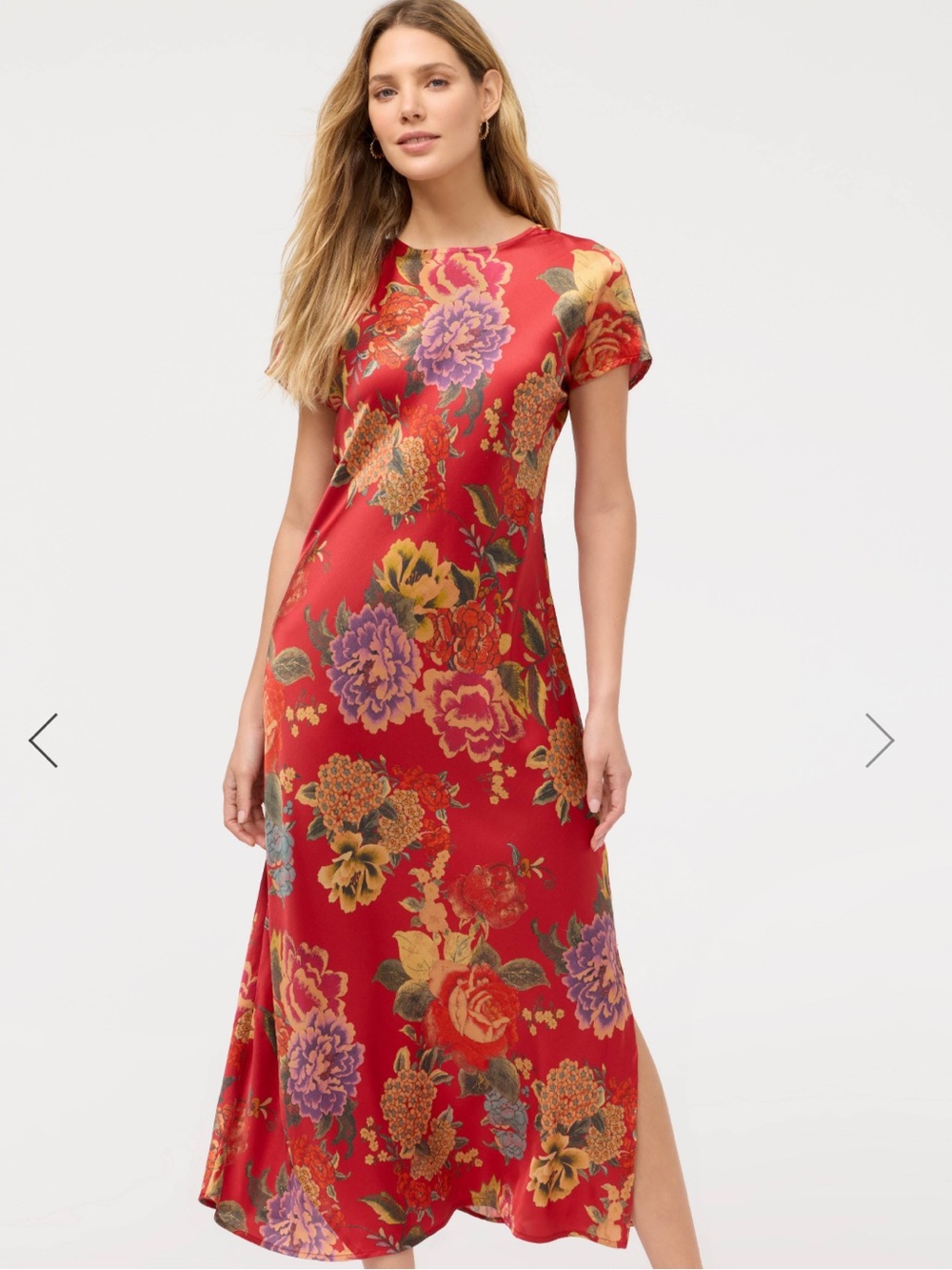 Johnny Was Bias Dolman Floral Satin Dress